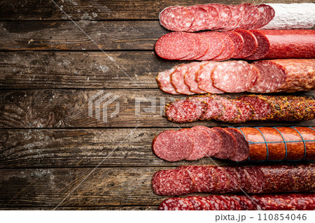 Set of different types of sausages 110854046