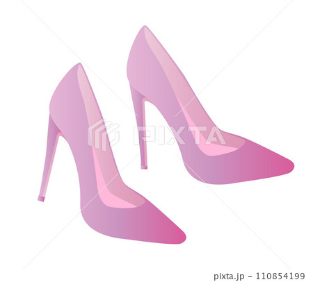 Pink pumps, classic glamorous shoes on a white background. Vector illustration. Pink pumps, classic glamorous shoes on a white background. Vector illustration. 110854199