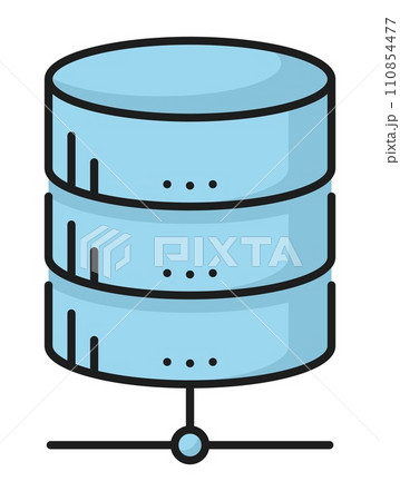 Database, internet server, cloud storage color line icon. Compute and connection infrastructure datacenter, network technology platform or storage center linear vector symbol with online disk drive 110854477