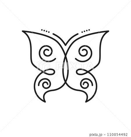 Insect, butterfly abstract curly outline icon. Bug abstract print, spring insect contour pictogram or animal lineart monochrome vector symbol. Butterfly with curly wings line icon Insect, butterfly abstract curly outline icon. Bug abstract print, spring insect contour pictogram or animal lineart monochrome vector symbol. Butterfly with curly wings line icon 110854492
