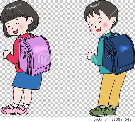 Elementary school student carrying a school bag 110854545