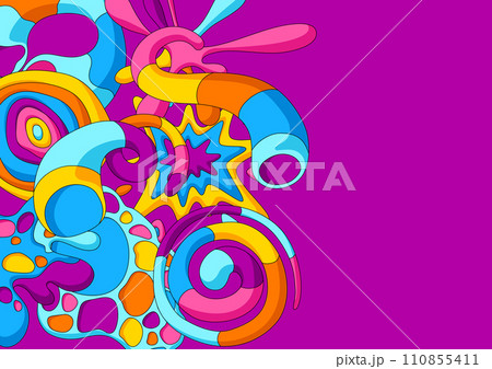 Background with abstract shapes. Cartoon cute trendy creative image. 110855411