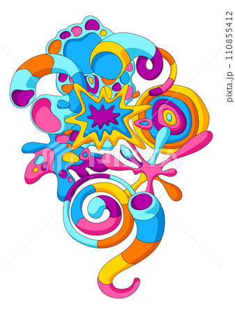 Background with abstract shapes. Cartoon cute trendy creative image. 110855412