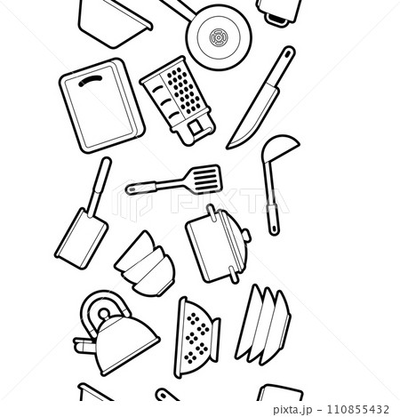 Pattern with kitchen utensils. Cooking tools for restaurant. Pattern with kitchen utensils. Cooking tools for restaurant. 110855432