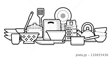 Background with kitchen utensils. Cooking tools for restaurant. Background with kitchen utensils. Cooking tools for restaurant. 110855436