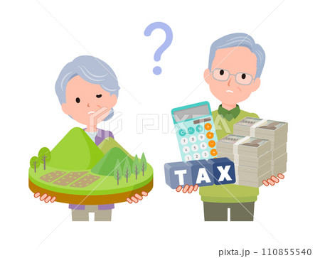 土地と現金資産について疑問を持つ老夫婦。 土地と現金資産について疑問を持つ老夫婦。 110855540