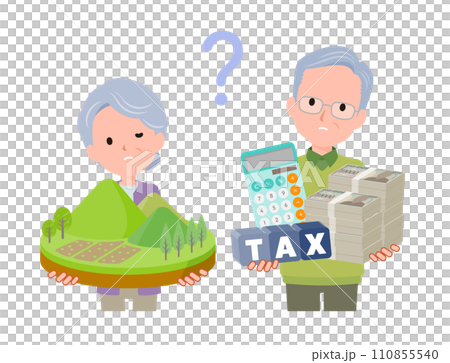 土地と現金資産について疑問を持つ老夫婦。 土地と現金資産について疑問を持つ老夫婦。 110855540