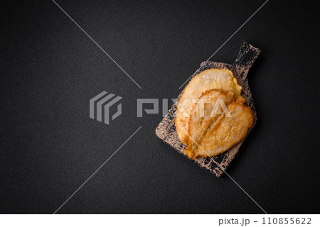 Delicious battered chicken breast chops with salt, spices and herbs Delicious battered chicken breast chops with salt, spices and herbs 110855622