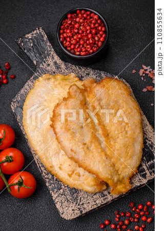 Delicious battered chicken breast chops with salt, spices and herbs Delicious battered chicken breast chops with salt, spices and herbs 110855634