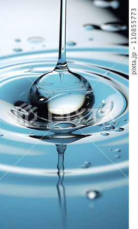A large drop of water falls in the water 110855773