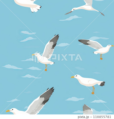 Seamless marine pattern with seagull Seamless marine pattern with seagull 110855781