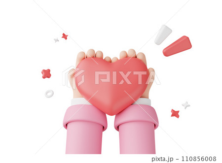 3D render, Minimal hand arm holding red heart carefully gesture isolated on background, give heart, icon element for social media and mock up, love concept. 3D render, Minimal hand arm holding red heart carefully gesture isolated on background, give heart, icon element for social media and mock up, love concept. 110856008