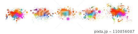 Set Colored blots object. hand drawing. Not AI, Vector illustration 110856087