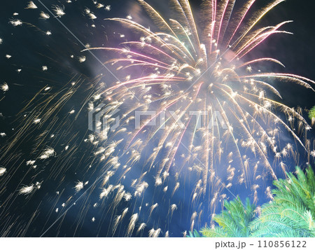 頭上に輝く打ち上げ花火  110856122
