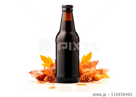 Beer bottle on a white background. Bottle with drink like Ipa, Pale Ale, Pilsner, Porter or Stout 110856482