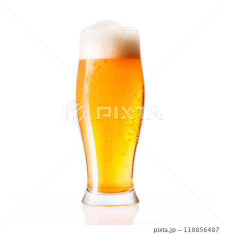 Beer in a tall glass on a white background. Mugs with drink like Ipa, Pale Ale, Pilsner, Porter or Stout 110856487