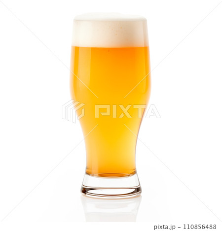 Beer in a tall glass on a white background. Mugs with drink like Ipa, Pale Ale, Pilsner, Porter or Stout 110856488