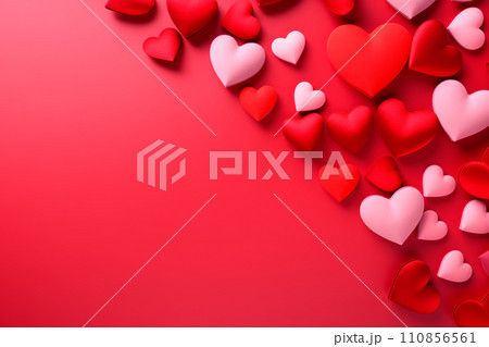 Poster or banner with realistic 3d hearts, symbol of love and st. Valentine's day 110856561