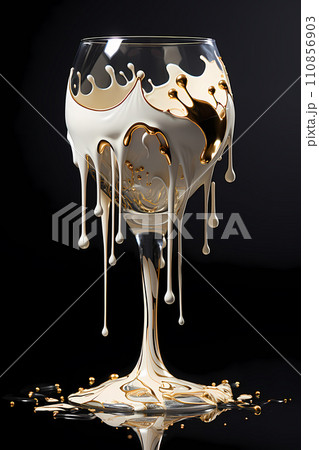 Drink A Dream - Surreal Cup - Glass of drinkable dreams on Black Background 110856903