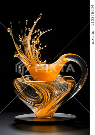 Drink A Dream - Surreal Cup - Glass of drinkable dreams on Black Background 110856934