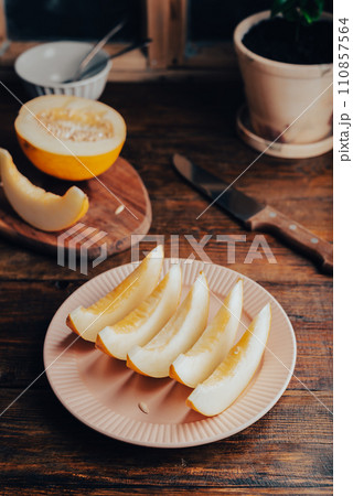 Slices of Ripe Honeydew Melon Slices of Ripe Honeydew Melon 110857564