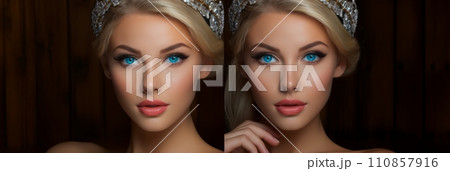 A beautiful girl wearing the crown of a winning beauty queen A beautiful girl wearing the crown of a winning beauty queen 110857916