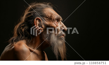Portrait of neanderthal prehistoric caveman 110858751