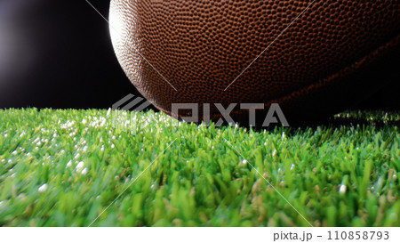 the ball on the field of a football stadium 110858793