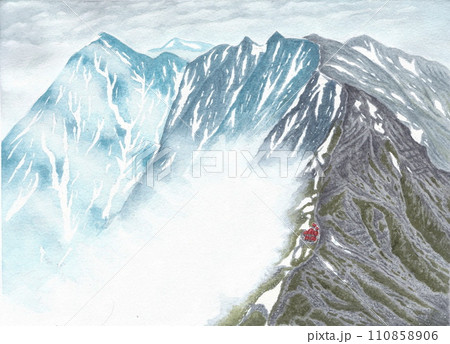 南アルプス 白峰三山テント縦走 間ノ岳から濃鳥岳を望む 南アルプス 白峰三山テント縦走 間ノ岳から濃鳥岳を望む 110858906