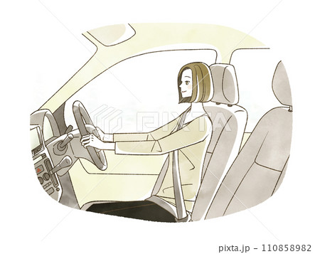 車を運転している女性 110858982
