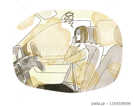 自動車内の臭いに悩んでいる女性 110859006