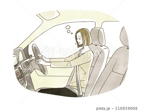 車の運転中に居眠りをしている女性 110859008