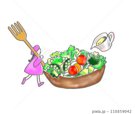 サラダのメルヘン画のイラスト 110859042