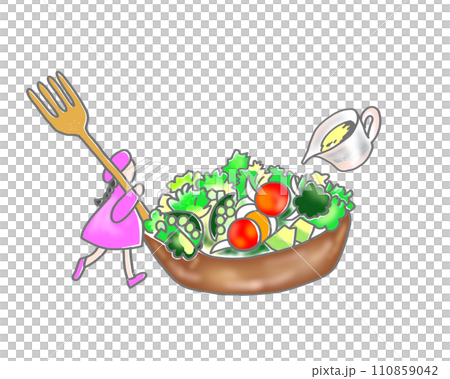 サラダのメルヘン画のイラスト 110859042
