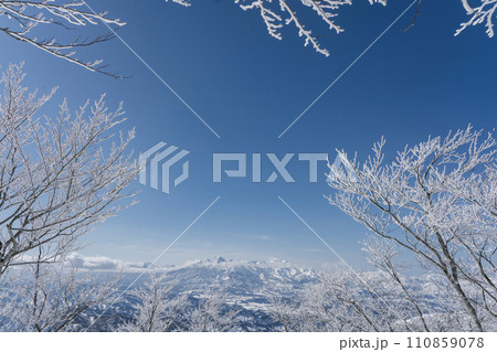 冬山遠望　日本百名山　妙高山　火打山　信州鍋倉山山頂 110859078