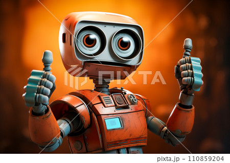 Cute Robot Showing Thumb Up 110859204