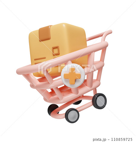 3d add to cart isolated. useful for e-commerce or business online. icon isolated on white background. 3d rendering illustration. Clipping path. 110859725