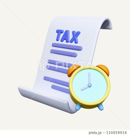 3d clock alarm for payment transaction with money coin. Business hand using invoice bill expenses under creative concept. icon isolated on white background. 3d rendering illustration. Clipping path. 110859918