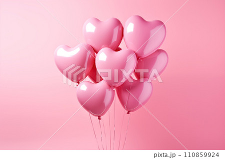 Pink Heart Balloons on a Soft Pink Background Pink Heart Balloons on a Soft Pink Background 110859924