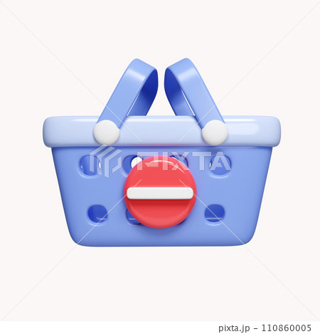 shopping basket and minus sign. the concept of adding and subtracting shopping stock. icon isolated on white background. 3d rendering illustration. Clipping path. shopping basket and minus sign. the concept of adding and subtracting shopping stock. icon isolated on white background. 3d rendering illustration. Clipping path. 110860005