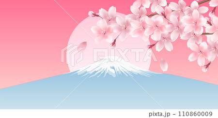 富士山 桜 春 花びら 背景 富士山 桜 春 花びら 背景 110860009