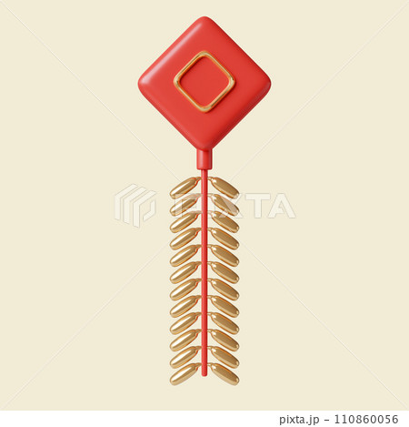 3d cracker. Mid autumn festival. icon isolated on yellow background. 3d rendering illustration. Clipping path. 110860056
