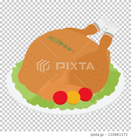 ローストチキンのイラスト 110861172