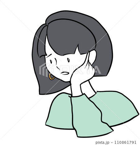 ピアスを片方無くした女性のイラスト 110861791