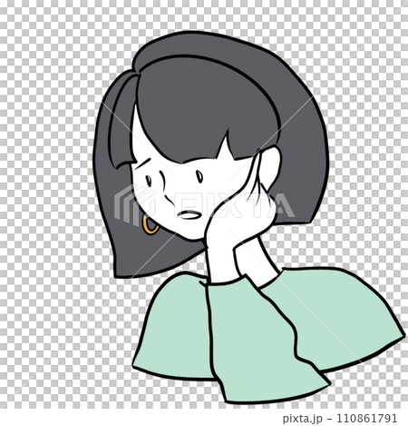 ピアスを片方無くした女性のイラスト 110861791