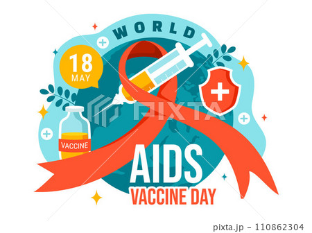 World Aids Vaccine Day Vector Illustration on 18 May with Injection to Prevention and Awareness Health Care in Flat Cartoon Background Design 110862304