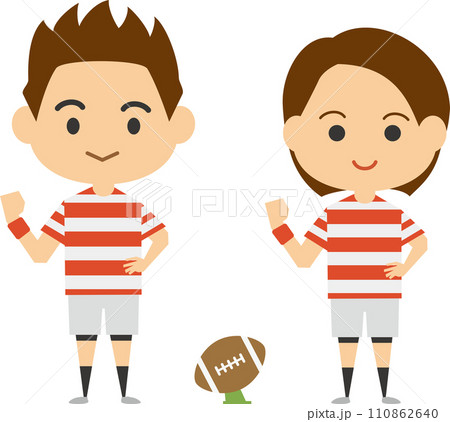 ラグビー選手のイメージイラスト（男女セット） 110862640