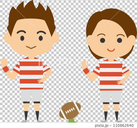 ラグビー選手のイメージイラスト（男女セット） 110862640
