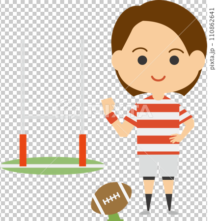 女橄欖球運動員的圖像插圖 女橄欖球運動員的圖像插圖 110862641