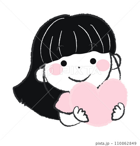 ハートを持った女の子のイラスト1-3 ハートを持った女の子のイラスト1-3 110862849